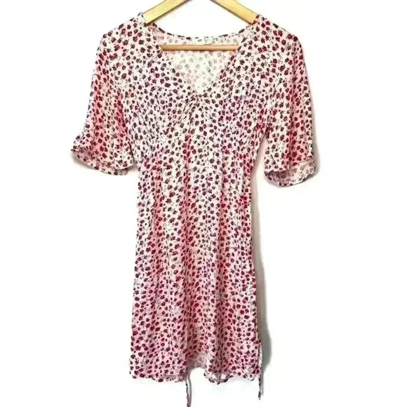 Billabong Red & White Floral Midi Dress XS V-Neck Garden Girl Euro Summer Dress - Picture 1 of 16